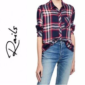 Rails Hunter Navy and Pink Plaid Shirt | Size S | Very Good Condition